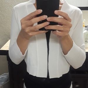 3/4 Sleeve White Cardigan